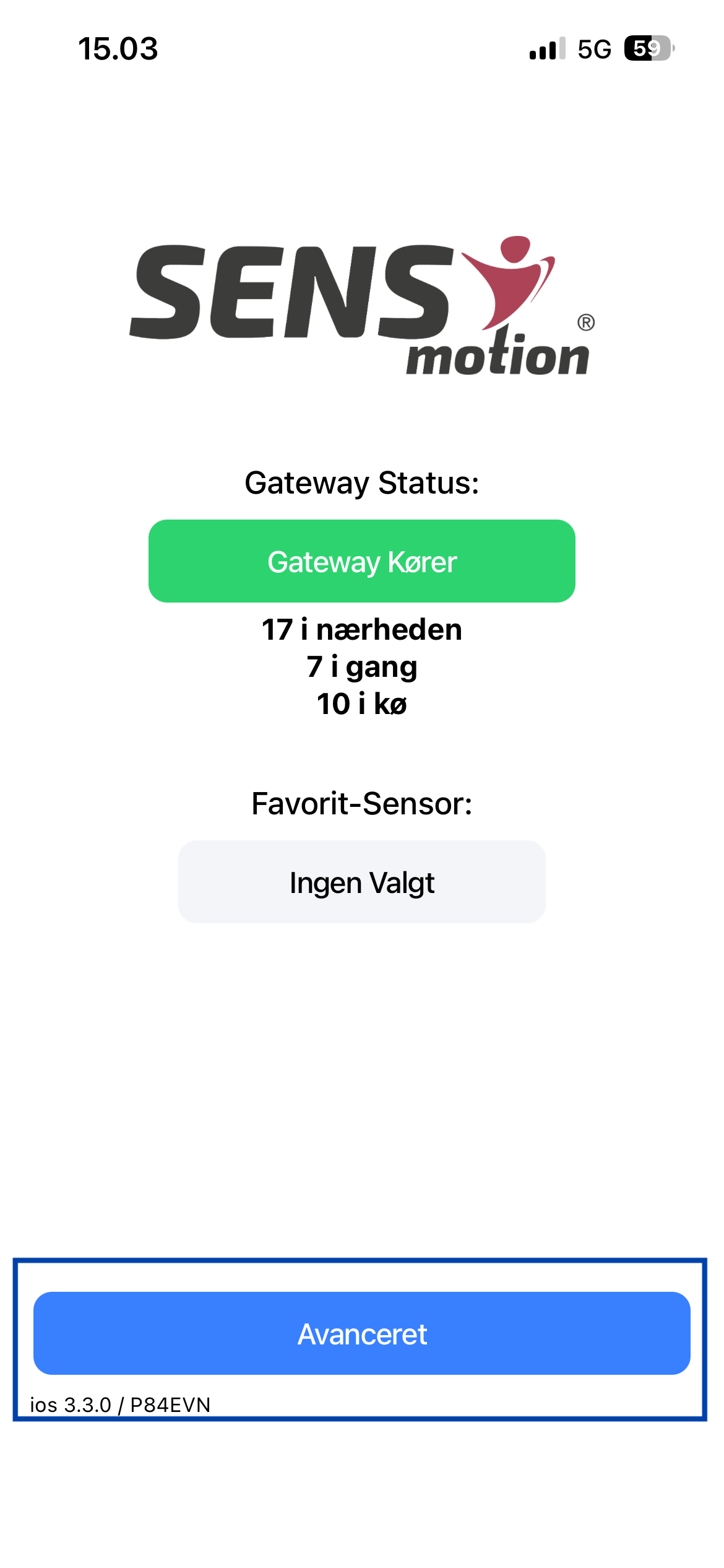 App-skærmbilleder der viser trin 1 - Tryk på 'Avanceret'