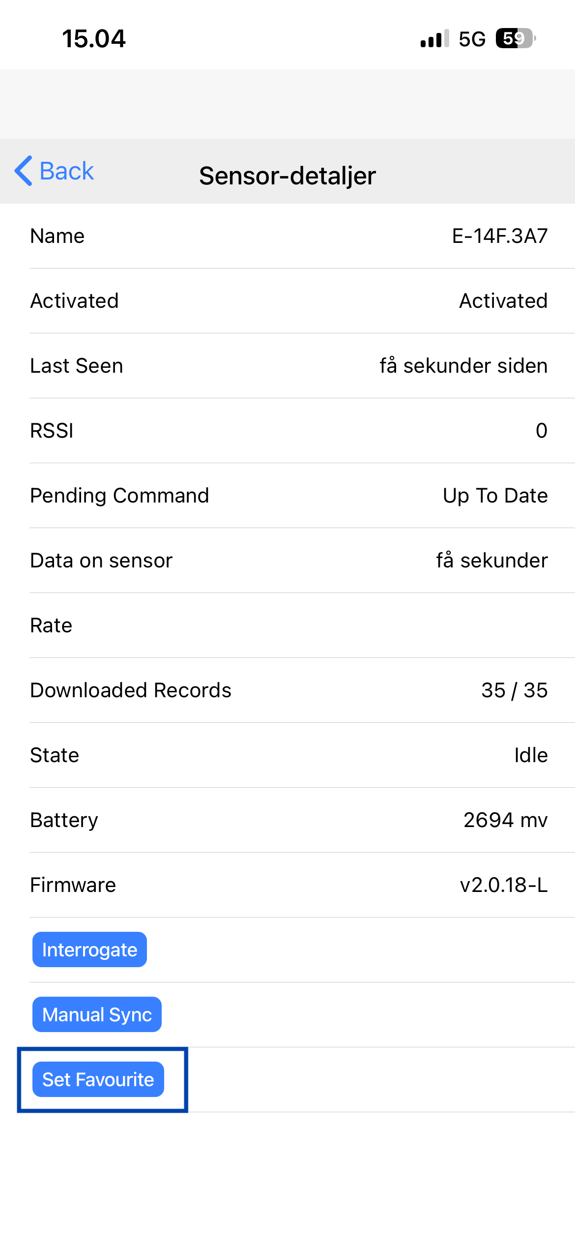 App-skærmbilleder der viser trin 3 - Tryk på 'Set favorite'