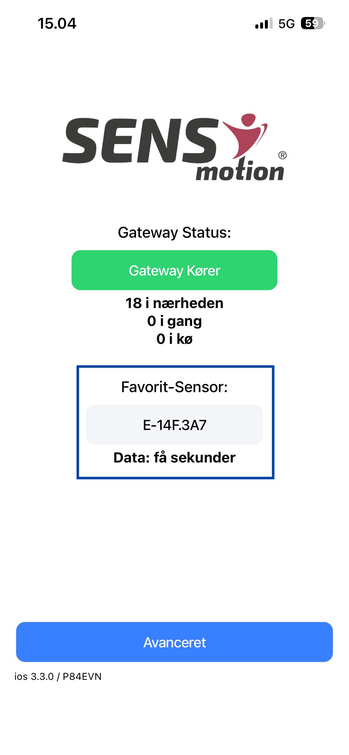 App-skærmbilleder der viser trin 4 - Favoritsensoren vil nu blive vist på forsiden af appen