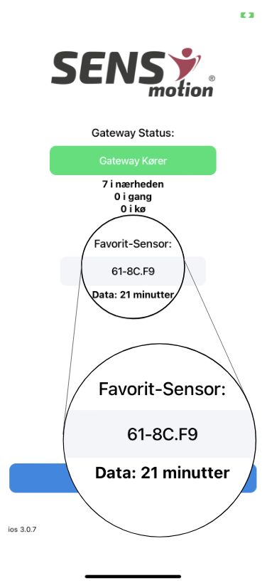 Favoritsensor der viser data på sensoren