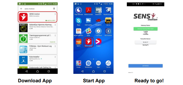 SENS motion app on Android