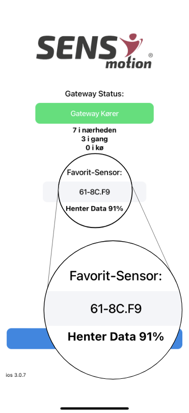 Status ved overførsel af data fra favoritsensor