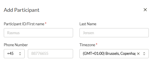 Skærmbillede: deltagerinformation