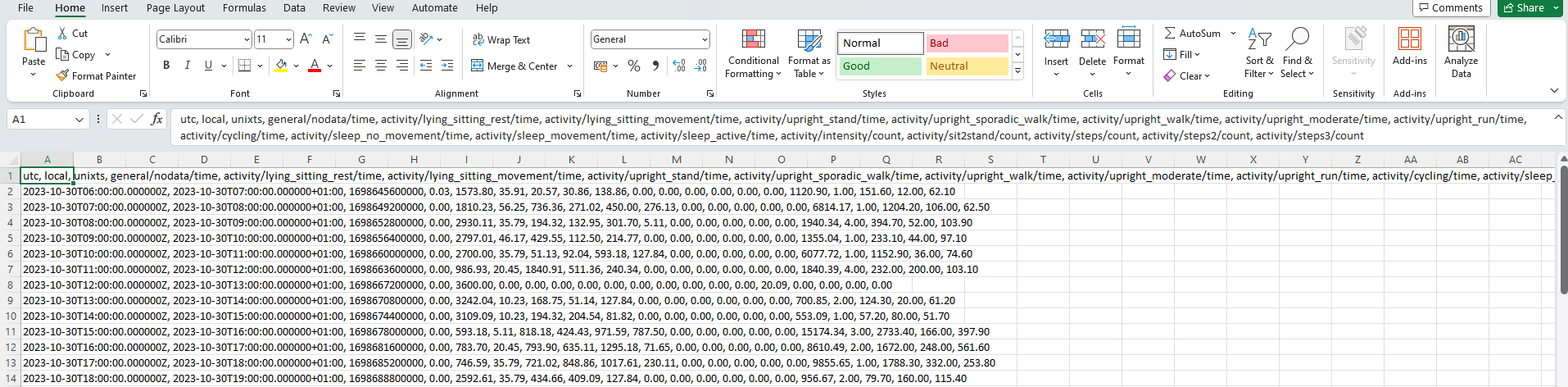 CSV-fil - startvisning